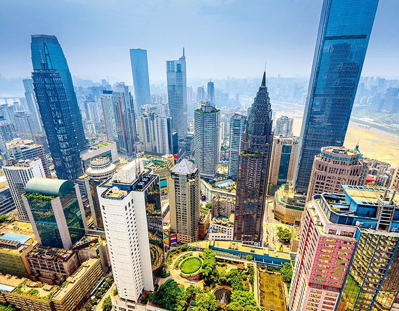 A bird's eye view of downtown Chongqing