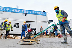 Workers finish off construction of Huoshenshan Hospital on February 2.