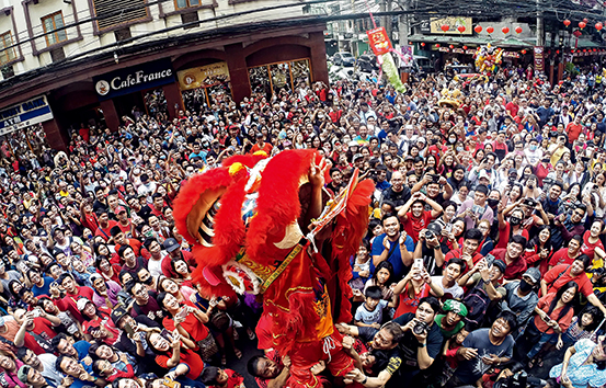 January 25, 2020: A lion dance performance highlights Chinese New Year celebrations in Manila’s Chinatown.