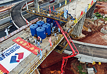 Construction site of Super Bridge No. 2 of the Jakarta-Bandung high-speed railway in Jakarta, Indonesia, May 11, 2020. (DU YU)