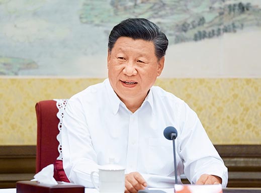 Chinese President Xi Jinping delivers an important speech at a symposium with experts in economic and social fields in Beijing on August 24, 2020. (LI XUEREN)