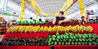 Cambodian agricultural products displayed at the 17th China Shenyang International Agricultural Exposition on July 28, 2017. (YU HAIYANG)